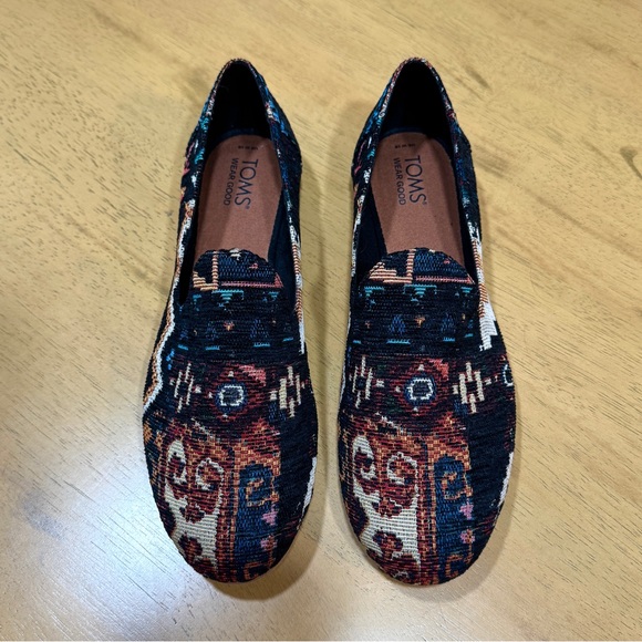 TOMS Women's Darcy Patterned Loafers - Black Patchwork - Picture 1 of 8